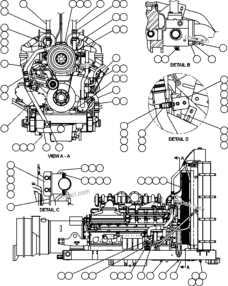 Komatsu parts book diagram for AFE50-CK 830E S/N A30825   APPALACHIAN FUEL: RADIATOR PIPING - 4
