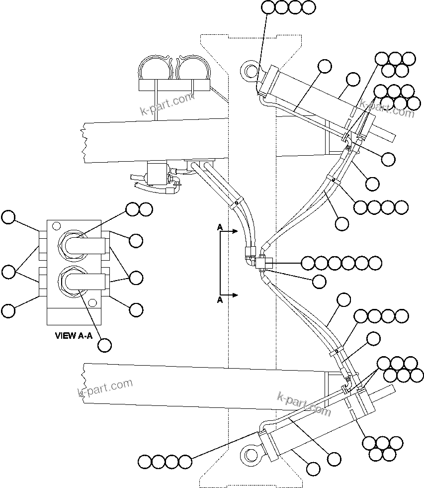 Komatsu parts book diagram for AFE50-CK 830E S/N A30825   APPALACHIAN FUEL: STEERING CYLINDER PIPING