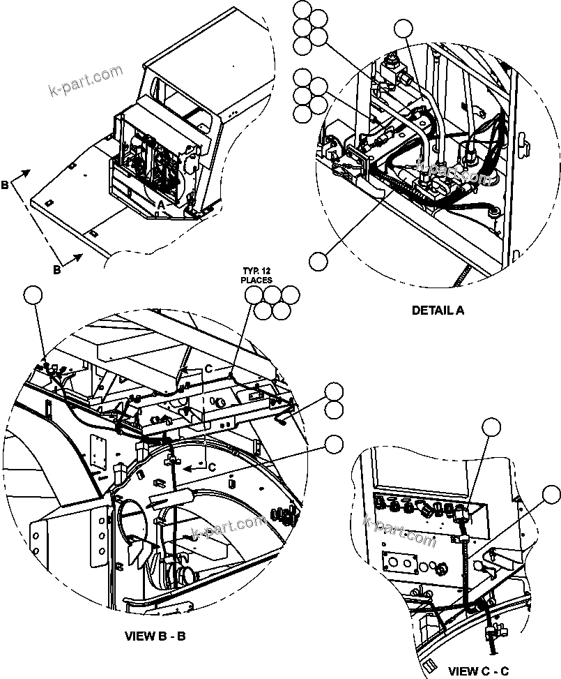 Komatsu parts book diagram for AFE50-CK 830E S/N A30825   APPALACHIAN FUEL: VHMS EXTERNAL INSTALLATION