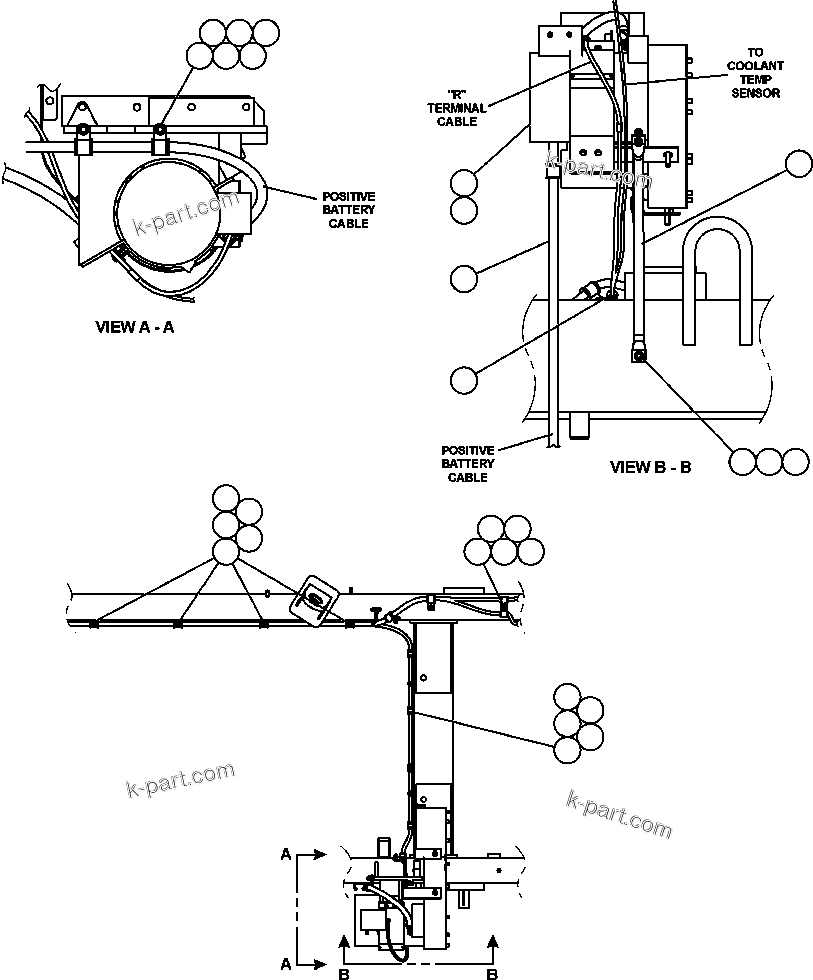 Komatsu parts book diagram for AFE50-CK 830E S/N A30825   APPALACHIAN FUEL: ENGINE WIRING L.H. - ALTERNATOR