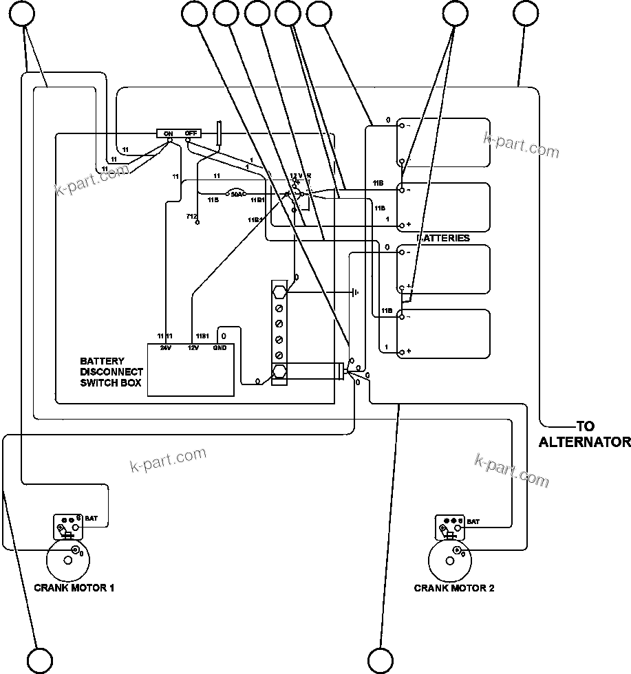 Komatsu parts book diagram for AFE50-CK 830E S/N A30825   APPALACHIAN FUEL: BATTERY & ELECTRIC STARTER WIRING