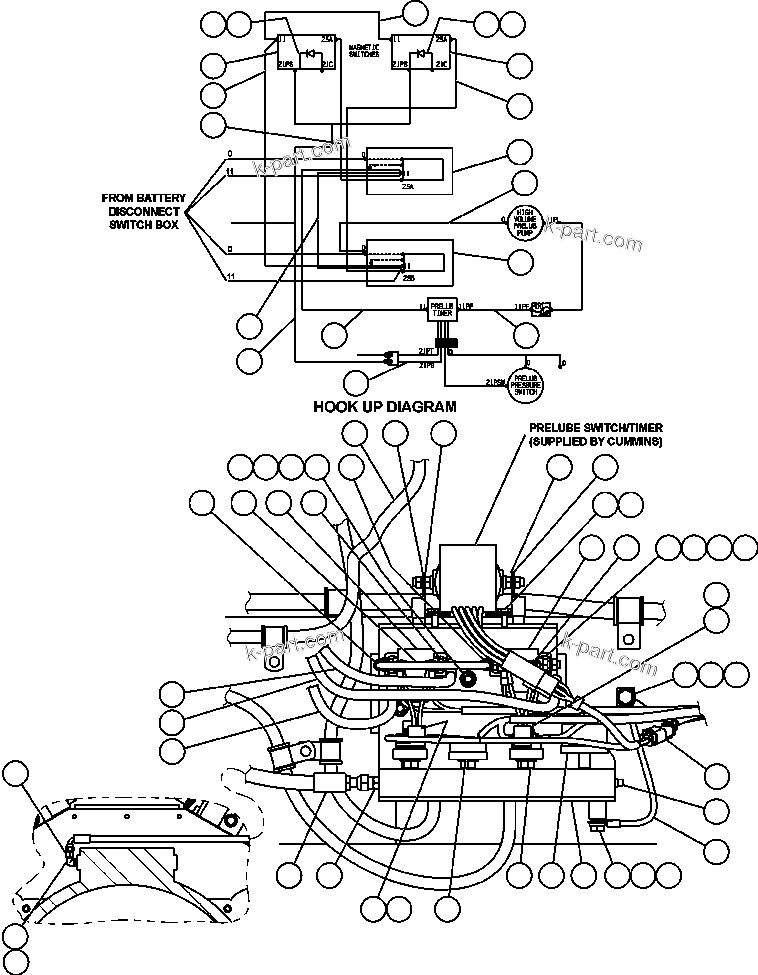 Komatsu parts book diagram for AFE50-CK 830E S/N A30825   APPALACHIAN FUEL: ELECTRIC STARTER INSTL & WIRING