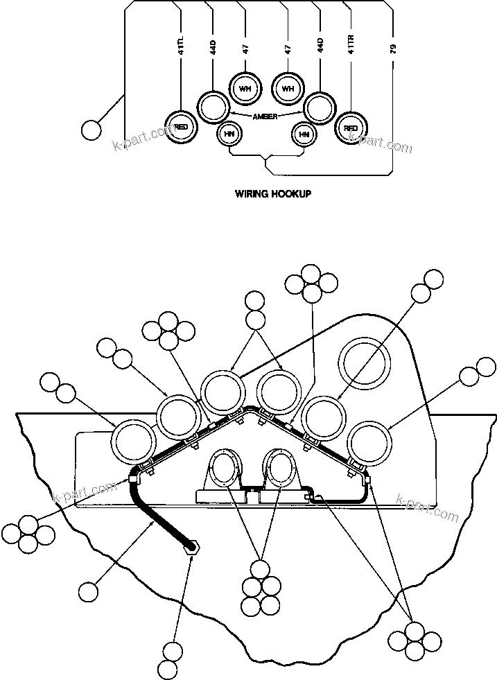 Komatsu parts book diagram for AFE50-CK 830E S/N A30825   APPALACHIAN FUEL: REAR LIGHTS & BACKUP HORN INSTALLATION
