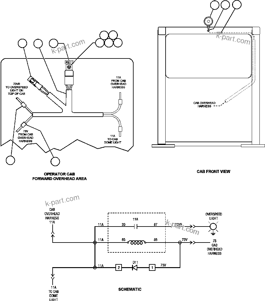 Komatsu parts book diagram for AFE50-CK 830E S/N A30825   APPALACHIAN FUEL: OVERSPEED WARNING LIGHT
