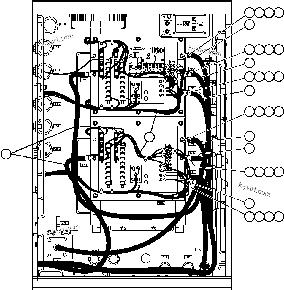 Komatsu parts book diagram for AFE50-CK 830E S/N A30825   APPALACHIAN FUEL: CONTROL CABINET - CENTER DOOR WIRING