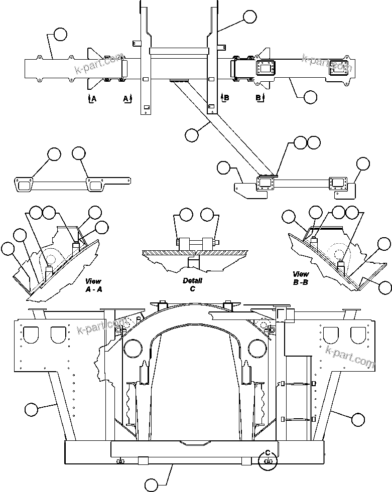 Komatsu parts book diagram for AFE50-CP 830E S/N A30842-A30844              ANTELOPE COAL: FRAME & UPRIGHTS