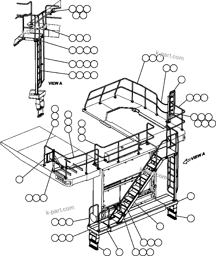Komatsu parts book diagram for AFE50-CP 830E S/N A30842-A30844              ANTELOPE COAL: MIRRORS & HANDRAILS