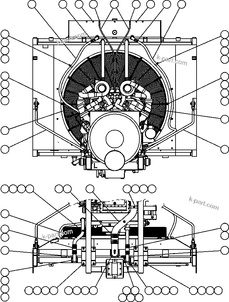 Komatsu parts book diagram for AFE50-CP 830E S/N A30842-A30844              ANTELOPE COAL: RADIATOR PIPING - 2