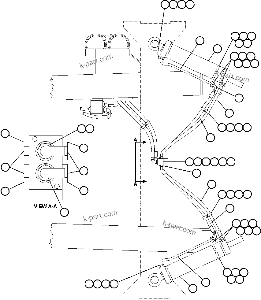 Komatsu parts book diagram for AFE50-CP 830E S/N A30842-A30844              ANTELOPE COAL: STEERING CYLINDER PIPING
