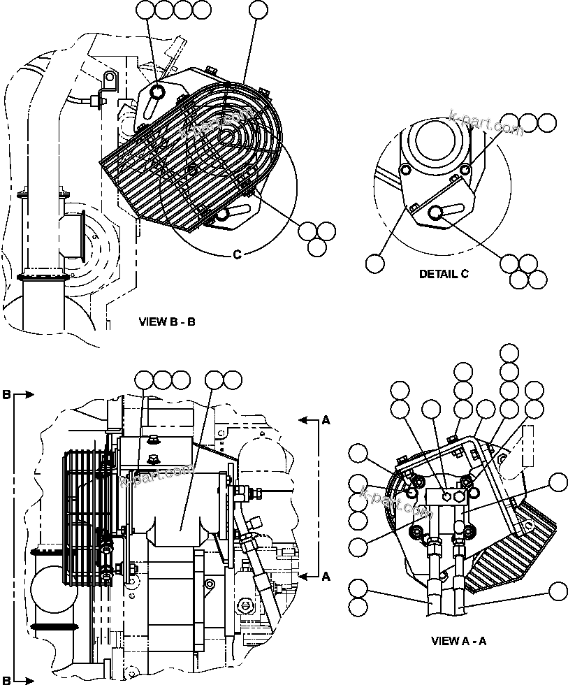 Komatsu parts book diagram for AFE50-CP 830E S/N A30842-A30844              ANTELOPE COAL: AIR CONDITIONER COMPRESSOR INSTALLATION