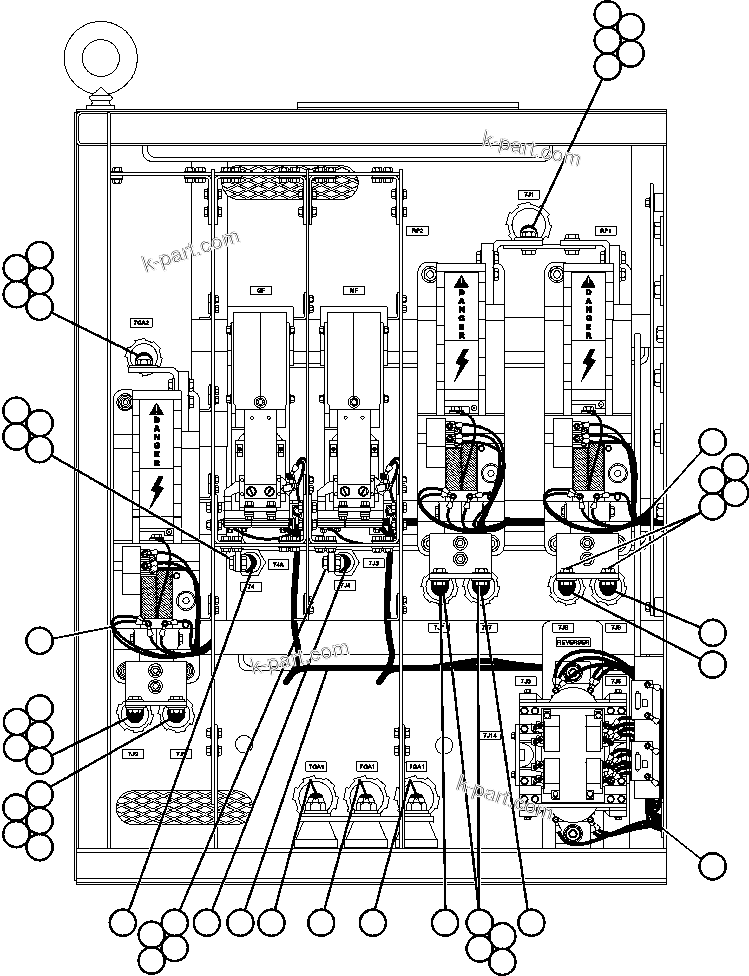 Komatsu parts book diagram for AFE50-CP 830E S/N A30842-A30844              ANTELOPE COAL: CONTROL CABINET WIRING (LEFT DOOR)
