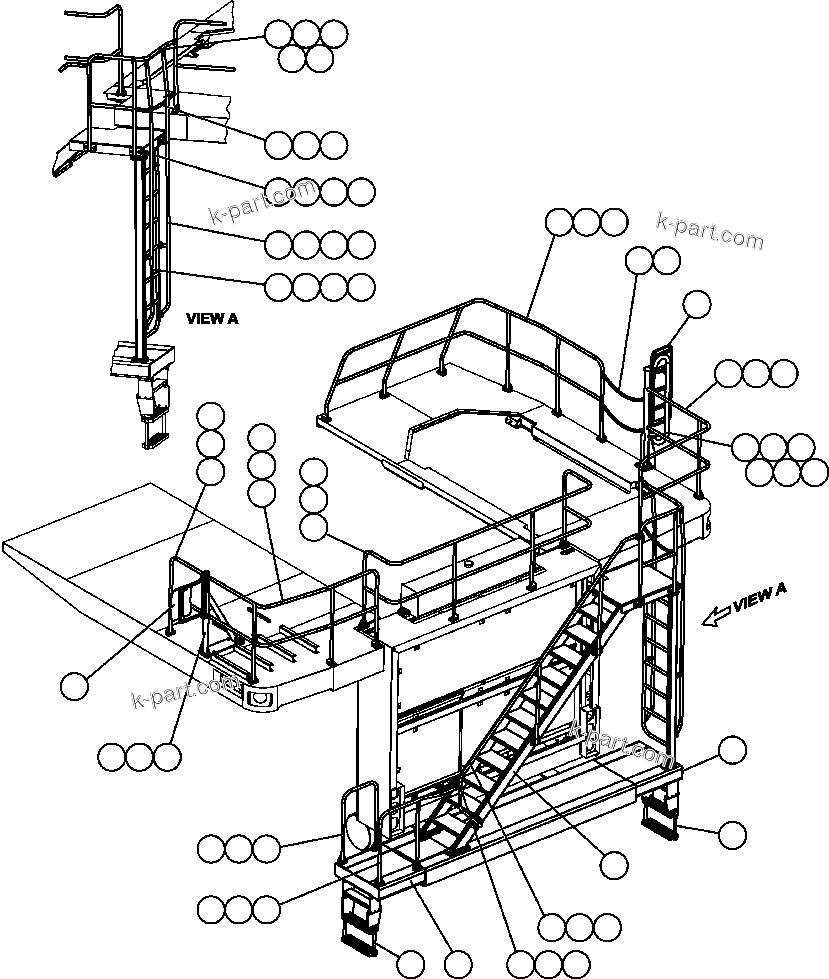 Komatsu parts book diagram for AFE50-CX 830E S/N A30871     I.O.C.C.: MIRRORS & HANDRAILS
