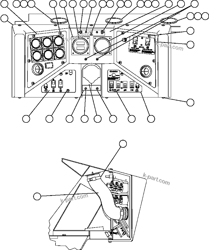 Komatsu parts book diagram for AFE50-CX 830E S/N A30871     I.O.C.C.: INSTRUMENT PANEL ASSEMBLY