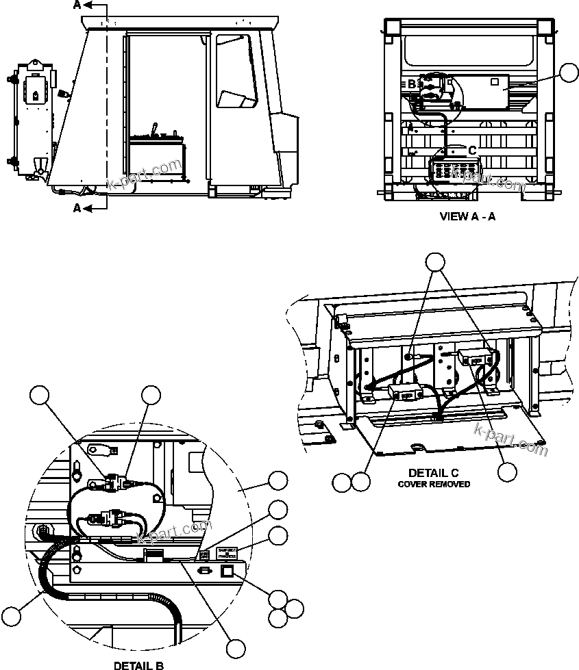 Komatsu parts book diagram for AFE50-CX 830E S/N A30871     I.O.C.C.: VHMS CAB INSTALLATION - 2