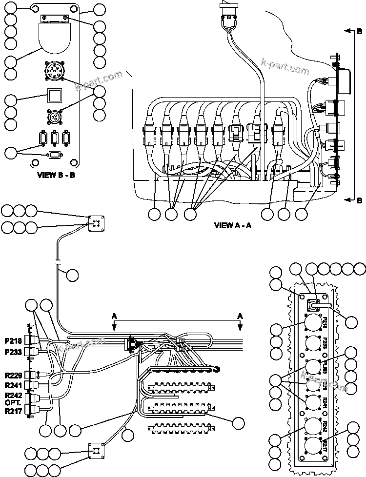 Komatsu parts book diagram for AFE50-CX 830E S/N A30871     I.O.C.C.: CAB CONNECTOR PLATE & WIRING