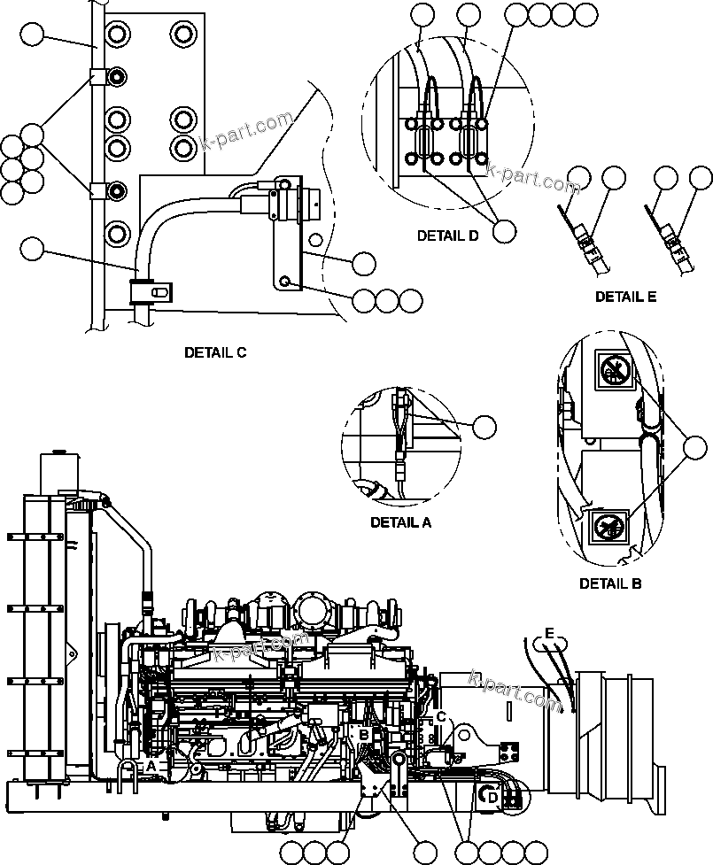 Komatsu parts book diagram for AFE50-CX 830E S/N A30871     I.O.C.C.: ENGINE WIRING