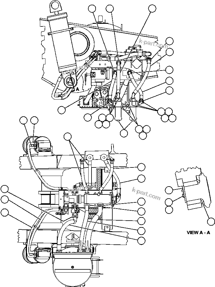 Komatsu parts book diagram for AFE50-CX 830E S/N A30871     I.O.C.C.: HOIST PIPING - 2
