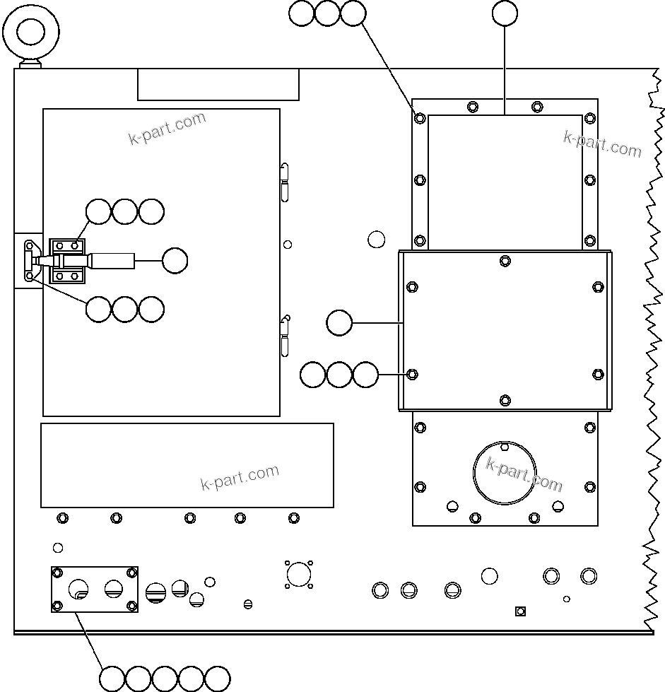 Komatsu parts book diagram for AFE50-CX 830E S/N A30871     I.O.C.C.: CONTROL CABINET (REAR VIEW)