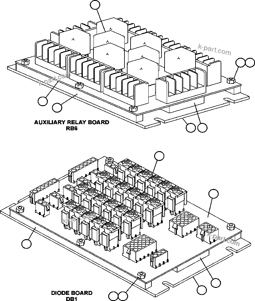 Komatsu parts book diagram for AFE50-CX 830E S/N A30871     I.O.C.C.: RELAY AND DIODE BOARDS - 1