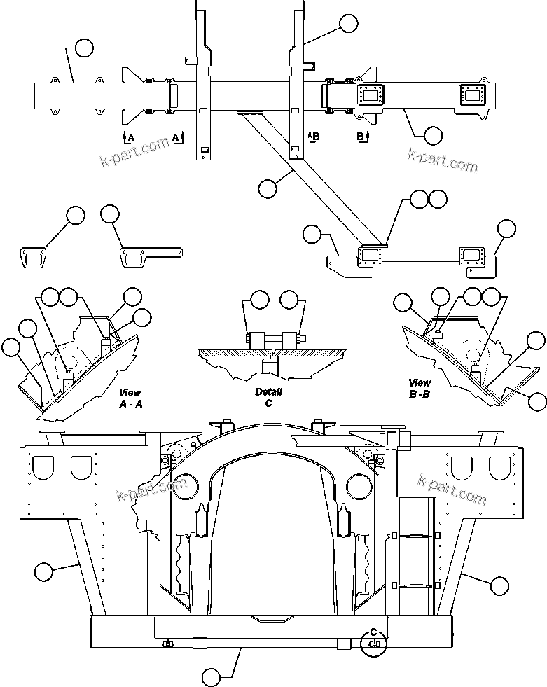Komatsu parts book diagram for AFE50-CZ 830E S/N A30886    I.O.C.C.: FRAME & UPRIGHTS