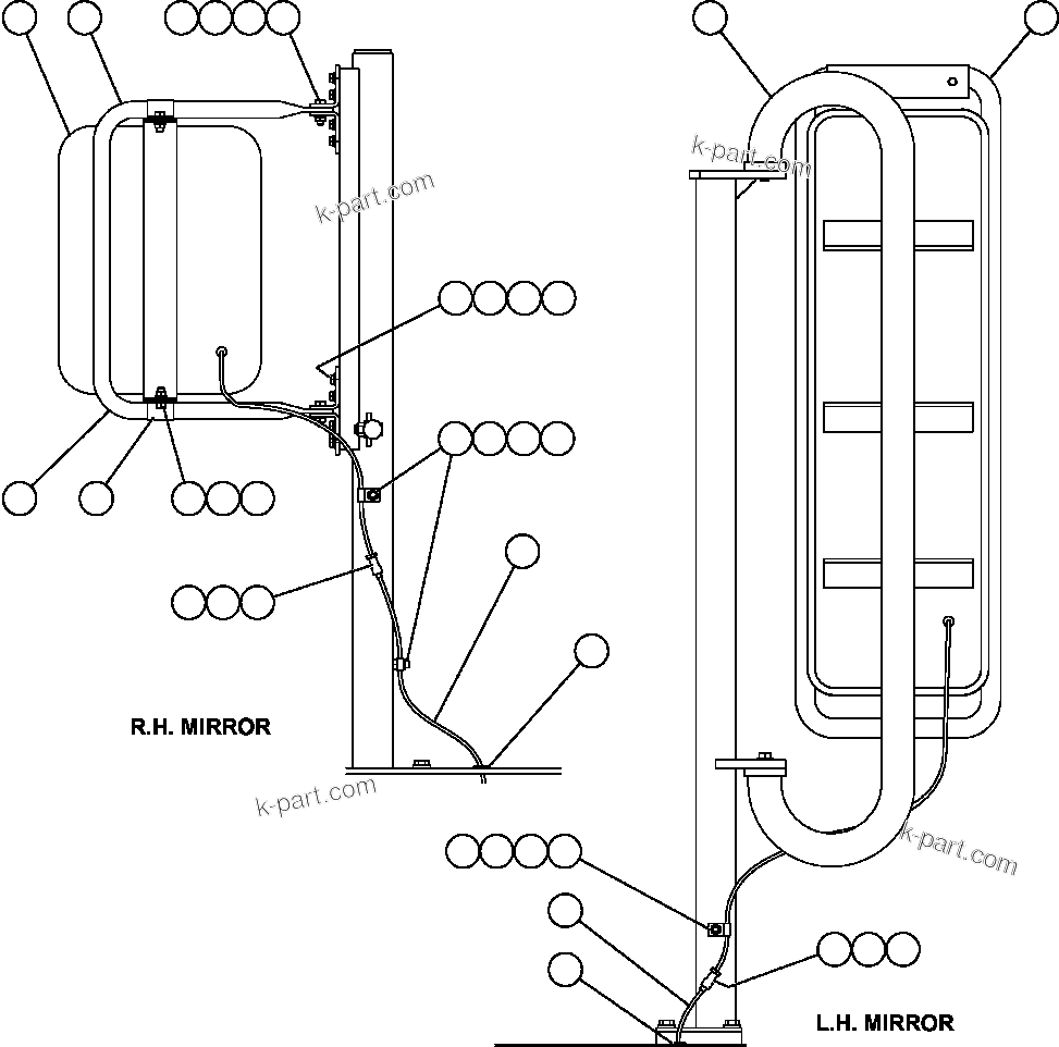 Komatsu parts book diagram for AFE50-CZ 830E S/N A30886    I.O.C.C.: HEATED MIRRORS