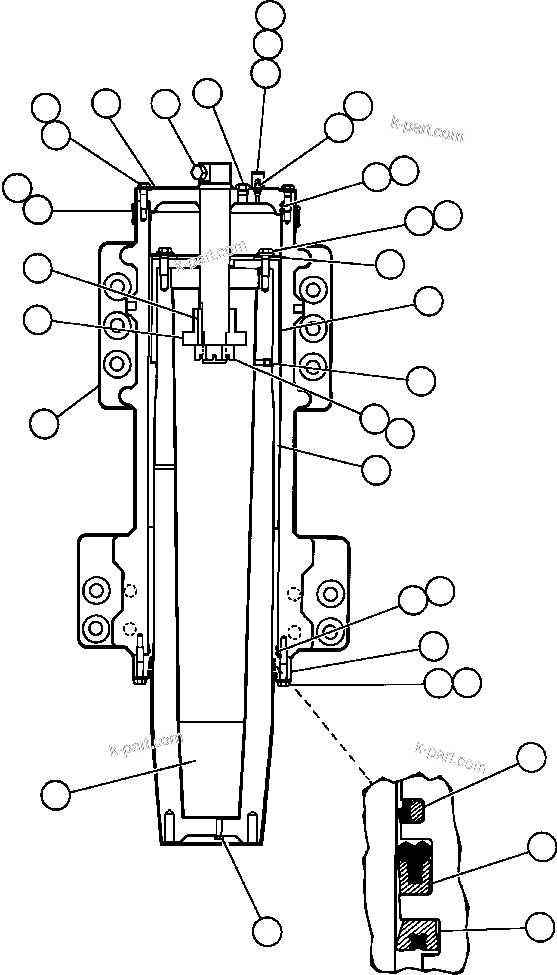 Komatsu parts book diagram for AFE50-CZ 830E S/N A30886    I.O.C.C.: FRONT SUSPENSION ASSEMBLY (EJ6896)