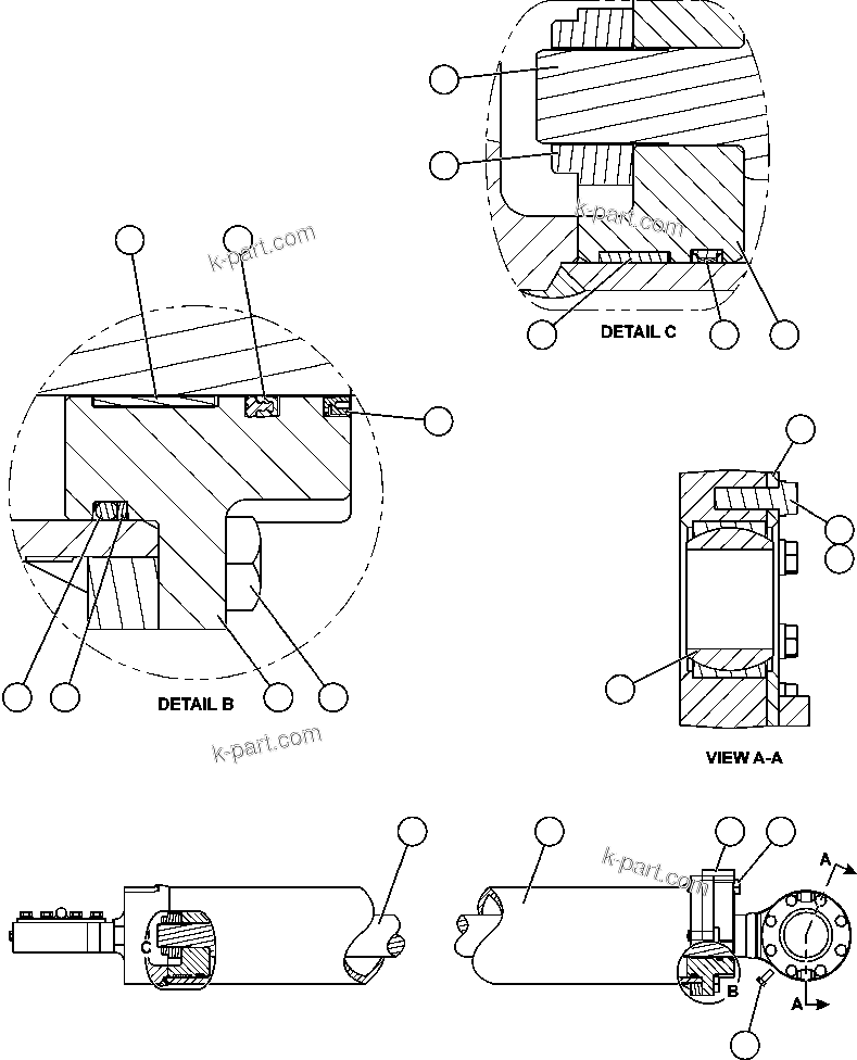 Komatsu parts book diagram for AFE50-CZ 830E S/N A30886    I.O.C.C.: STEERING CYLINDER INSTALLATION