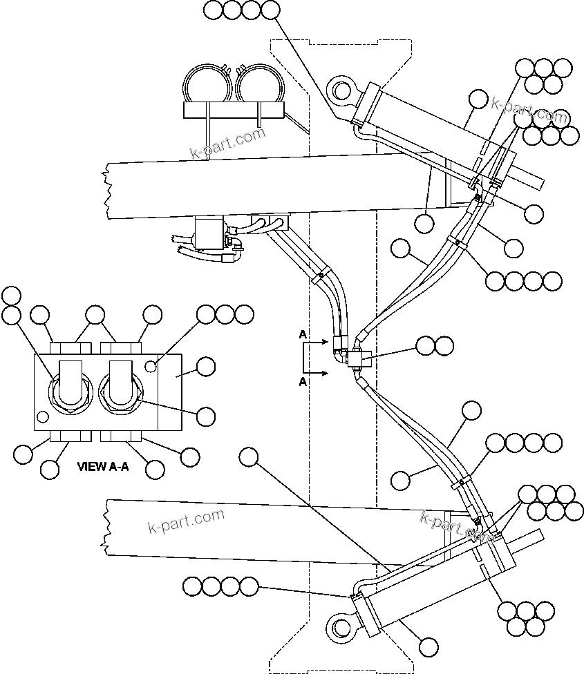 Komatsu parts book diagram for AFE50-CZ 830E S/N A30886    I.O.C.C.: STEERING CYLINDER PIPING