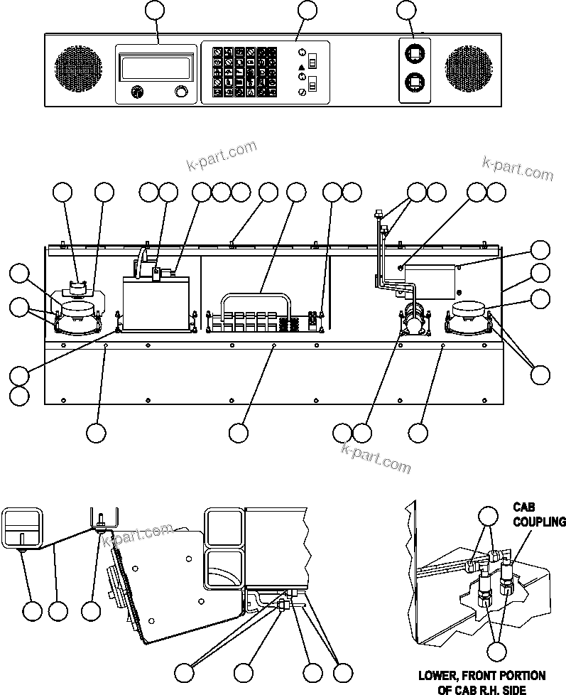 Komatsu parts book diagram for AFE50-CZ 830E S/N A30886    I.O.C.C.: OVERHEAD DASH MODULE