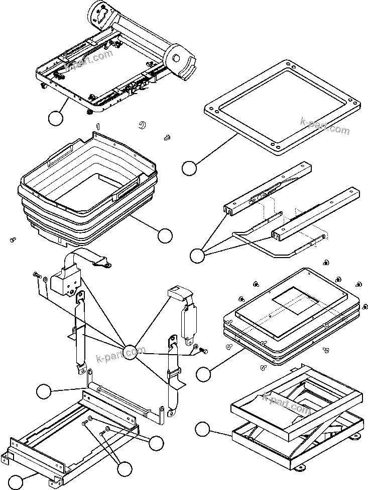 Komatsu parts book diagram for AFE50-CZ 830E S/N A30886    I.O.C.C.: OPERATOR'S SEAT ASSEMBLY - 1 (EJ8295)