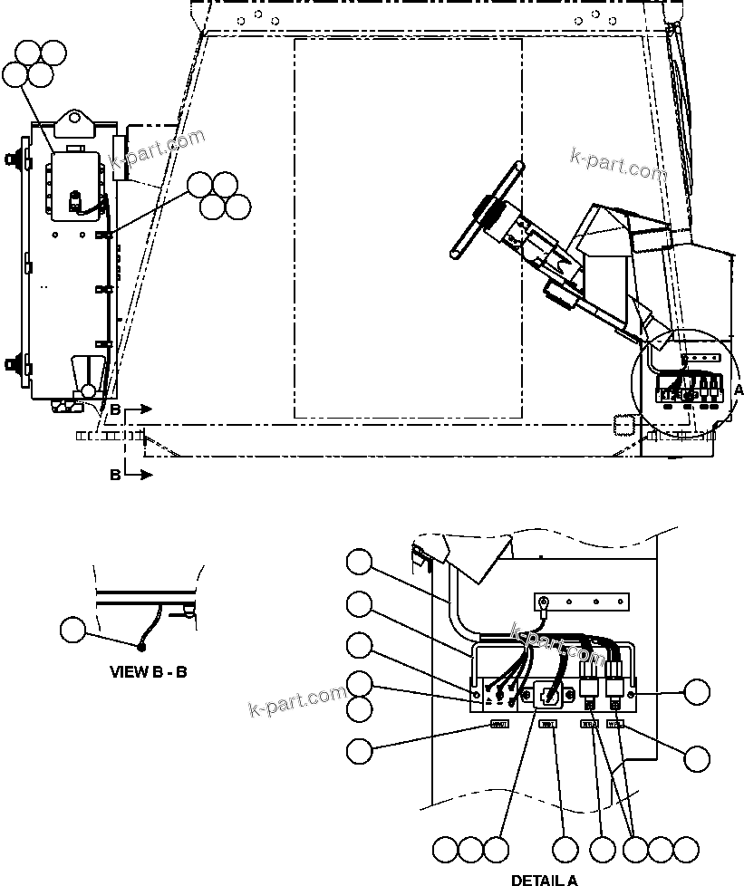 Komatsu parts book diagram for AFE50-CZ 830E S/N A30886    I.O.C.C.: WINDSHIELD WASHER/WIPER INSTALLATION