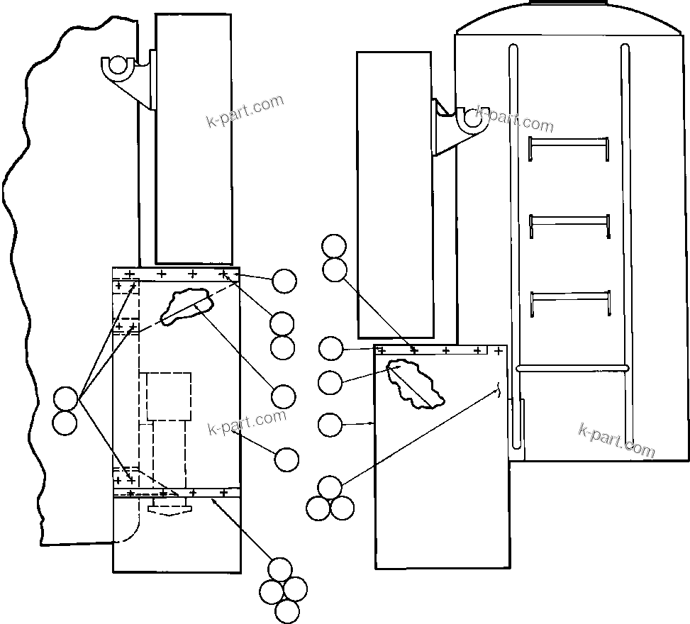 Komatsu parts book diagram for AFE50-CZ 830E S/N A30886    I.O.C.C.: REAR MUDFLAP INSTALLATION