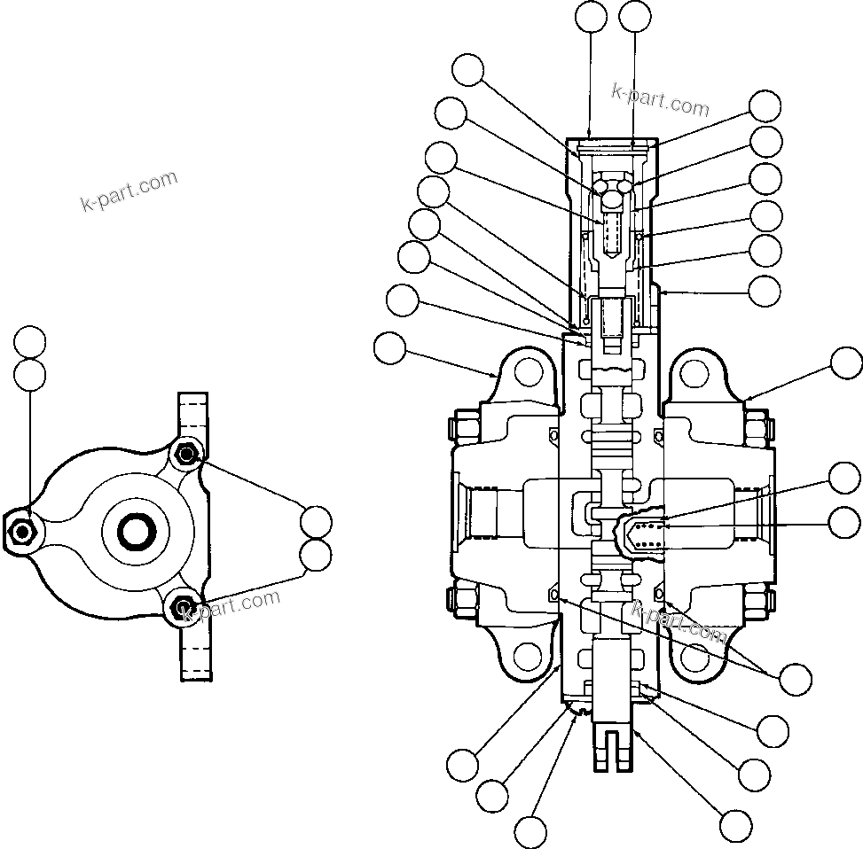 Komatsu parts book diagram for AFE50-CZ 830E S/N A30886    I.O.C.C.: HOIST PILOT VALVE ASSEMBLY (PB6922)