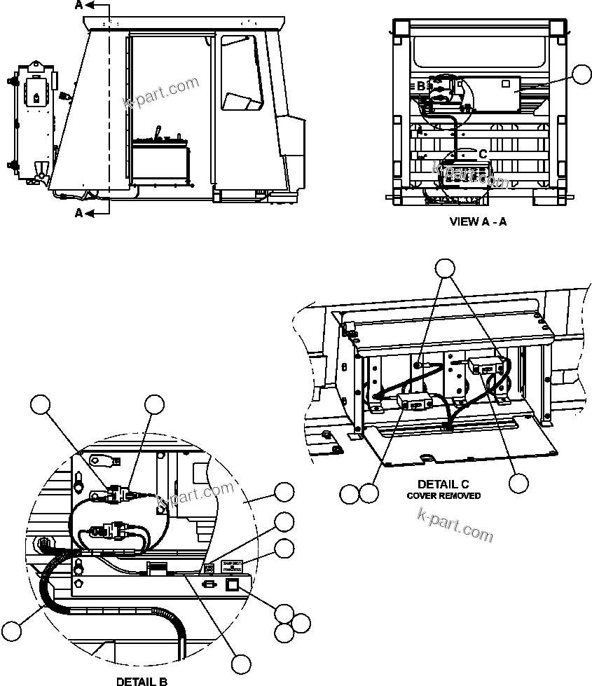 Komatsu parts book diagram for AFE50-CZ 830E S/N A30886    I.O.C.C.: VHMS CAB INSTALLATION - 2