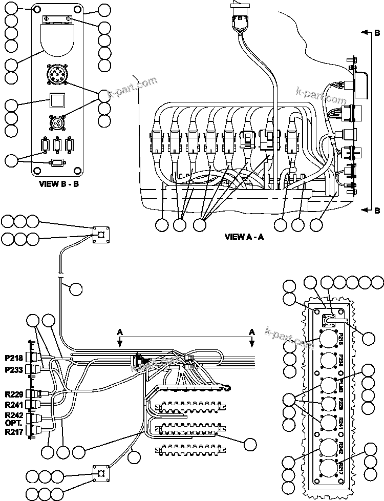 Komatsu parts book diagram for AFE50-CZ 830E S/N A30886    I.O.C.C.: CAB CONNECTOR PLATE & WIRING