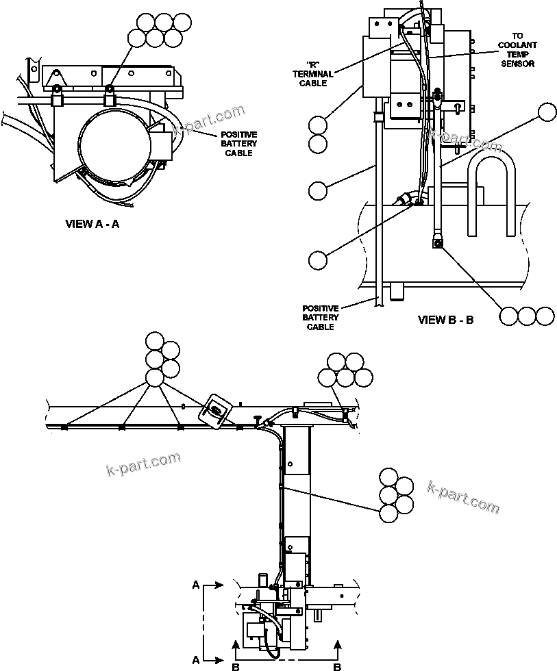 Komatsu parts book diagram for AFE50-CZ 830E S/N A30886    I.O.C.C.: ENGINE WIRING L.H. - ALTERNATOR