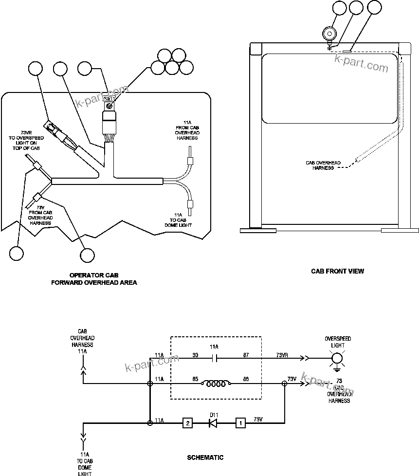 Komatsu parts book diagram for AFE50-CZ 830E S/N A30886    I.O.C.C.: OVERSPEED WARNING LIGHT