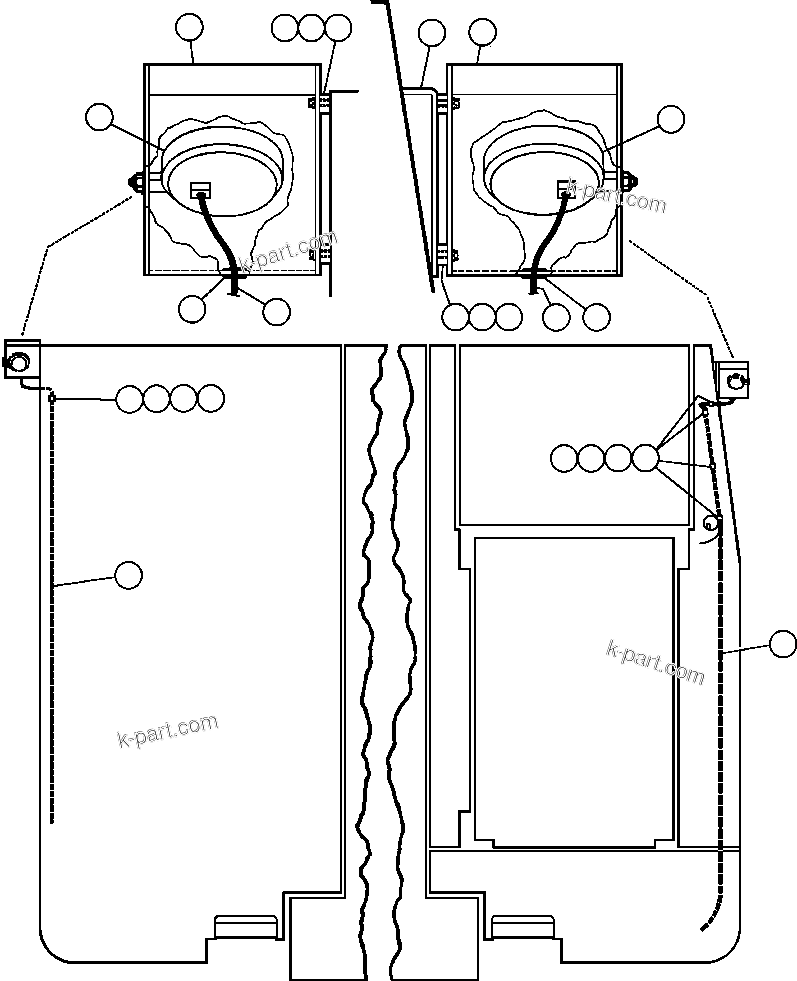 Komatsu parts book diagram for AFE50-CZ 830E S/N A30886    I.O.C.C.: BACKUP LIGHT INSTALLATION