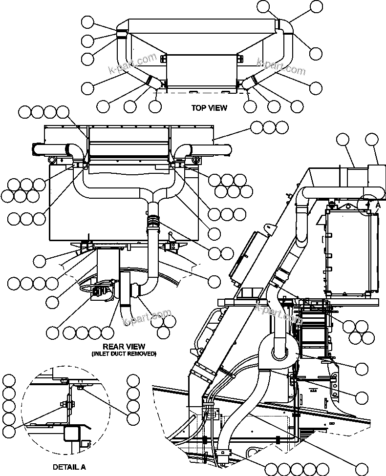 Komatsu parts book diagram for AFE50-CZ 830E S/N A30886    I.O.C.C.: AIR FILTRATION INSTALLATION