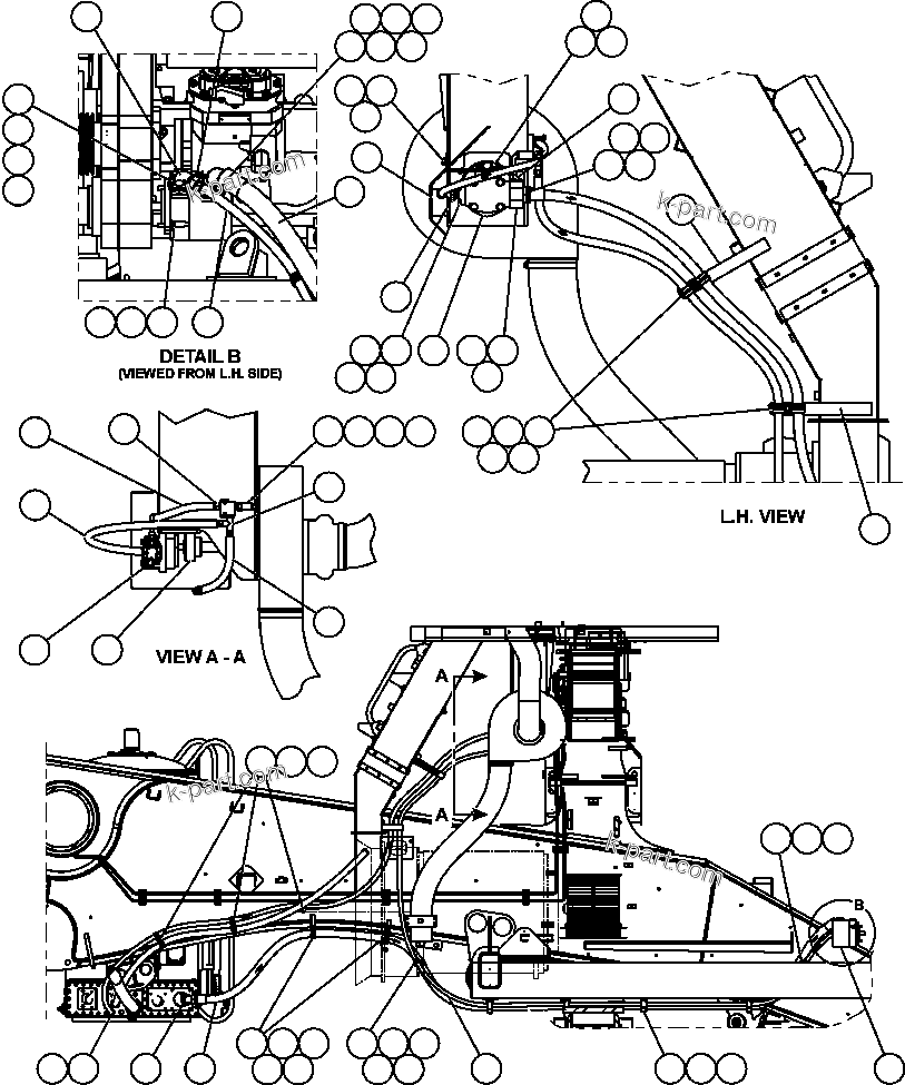 Komatsu parts book diagram for AFE50-CZ 830E S/N A30886    I.O.C.C.: AIR FILTRATION HYDRAULICS