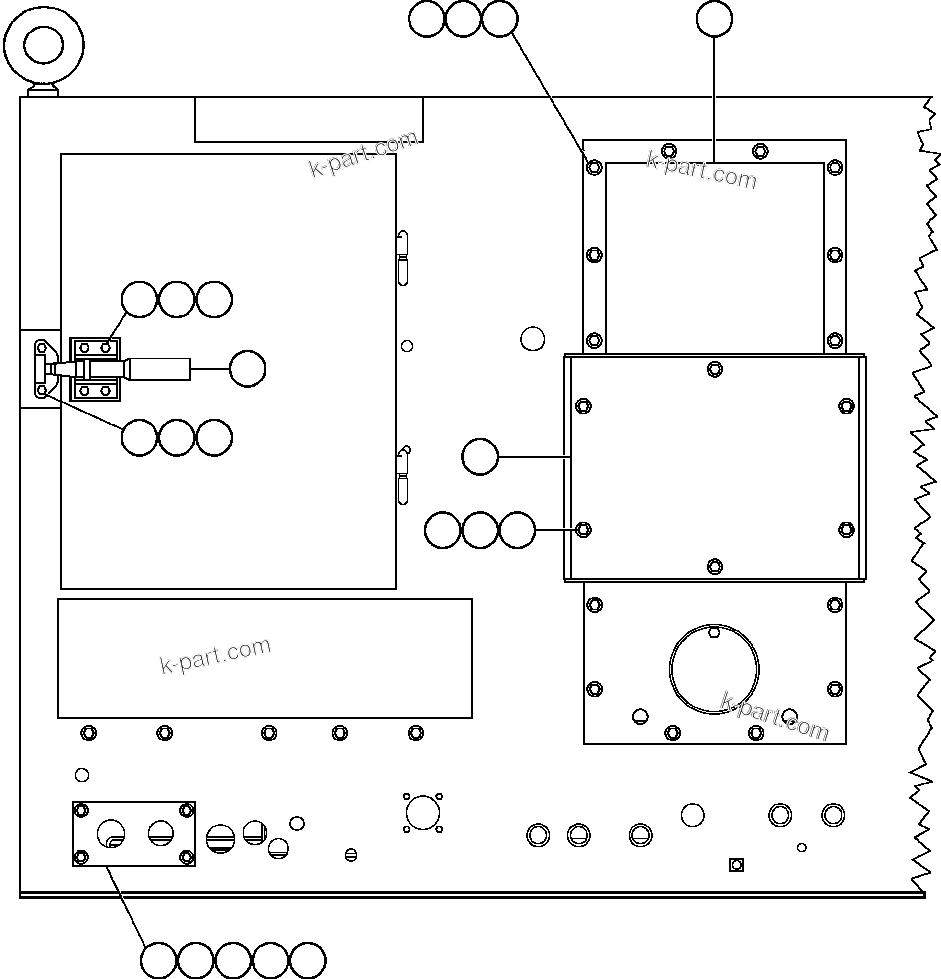 Komatsu parts book diagram for AFE50-CZ 830E S/N A30886    I.O.C.C.: CONTROL CABINET (REAR VIEW)