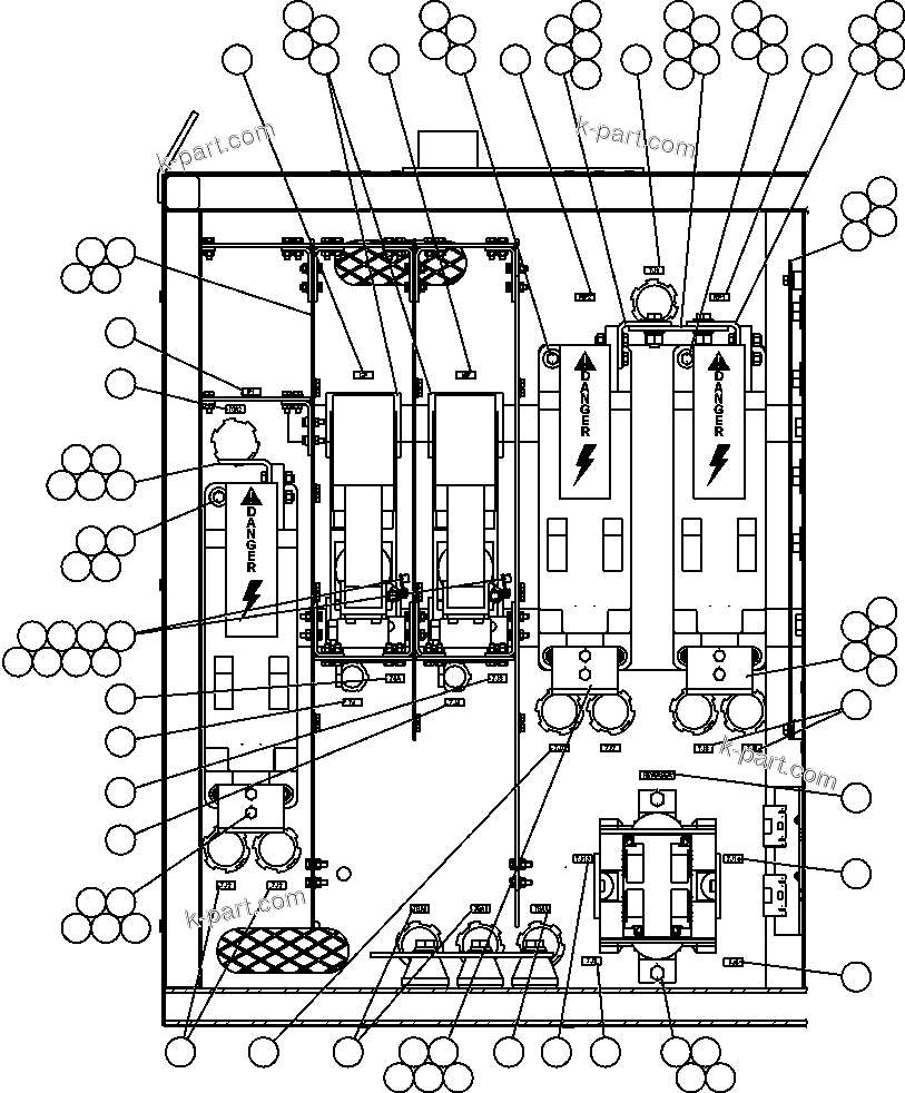Komatsu parts book diagram for AFE50-CZ 830E S/N A30886    I.O.C.C.: CONTROL CABINET (LEFT DOOR)