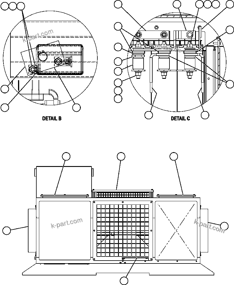 Komatsu parts book diagram for AFE50-CZ 830E S/N A30886    I.O.C.C.: RETARDING GRID ASSEMBLY - 7 STEP - 3 (PC2158)