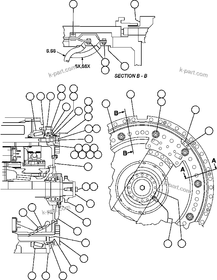 Komatsu parts book diagram for AFE50-CZ 830E S/N A30886    I.O.C.C.: MOTORIZED WHEEL - 787FS11 - 3