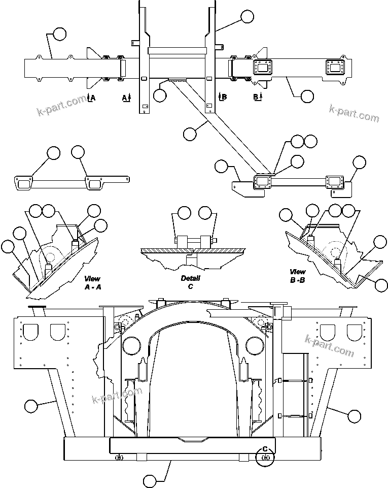 Komatsu parts book diagram for AFE50-G/H 830E S/N A30570-A30573, A30575-A30583 & A30586-A30588 LOS PELAMBRES: FRAME & UPRIGHTS