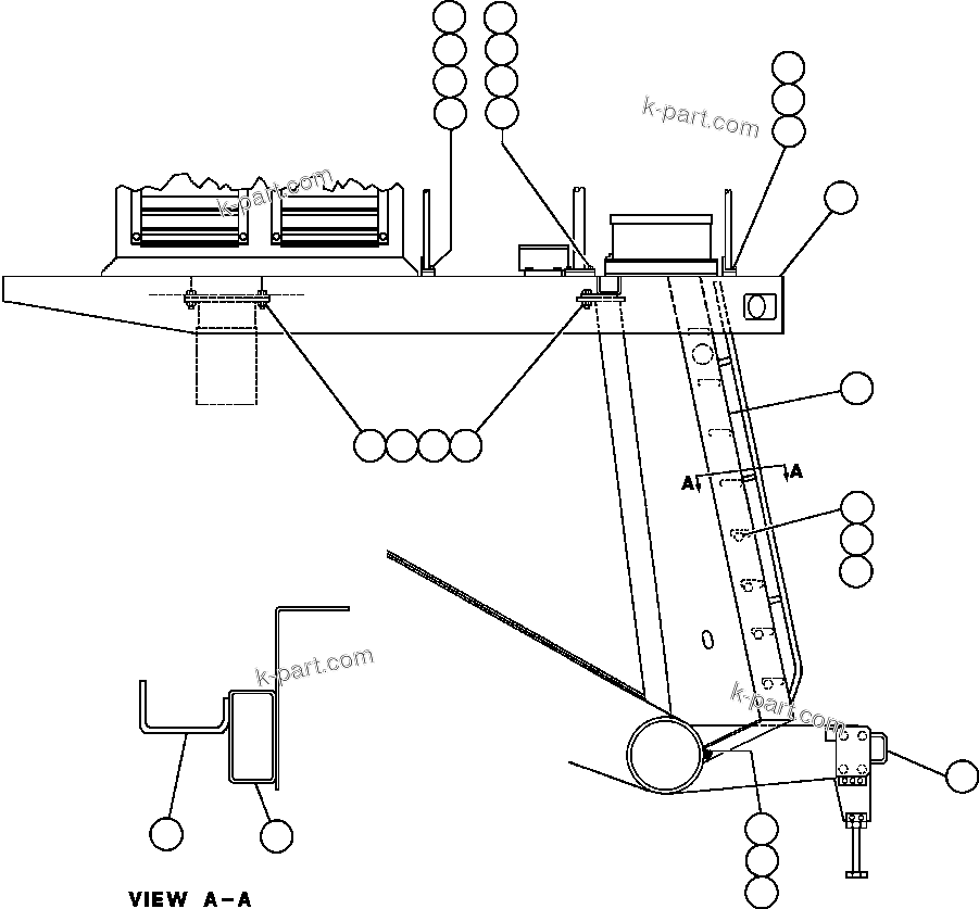 Komatsu parts book diagram for AFE50-G/H 830E S/N A30570-A30573, A30575-A30583 & A30586-A30588 LOS PELAMBRES: RIGHT DECK, HANDRAIL & LADDER -1