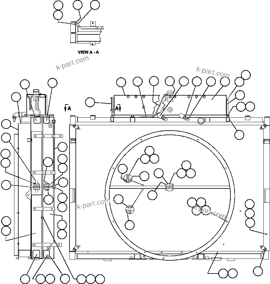 Komatsu parts book diagram for AFE50-G/H 830E S/N A30570-A30573, A30575-A30583 & A30586-A30588 LOS PELAMBRES: RADIATOR ASSEMBLY (PC0379)