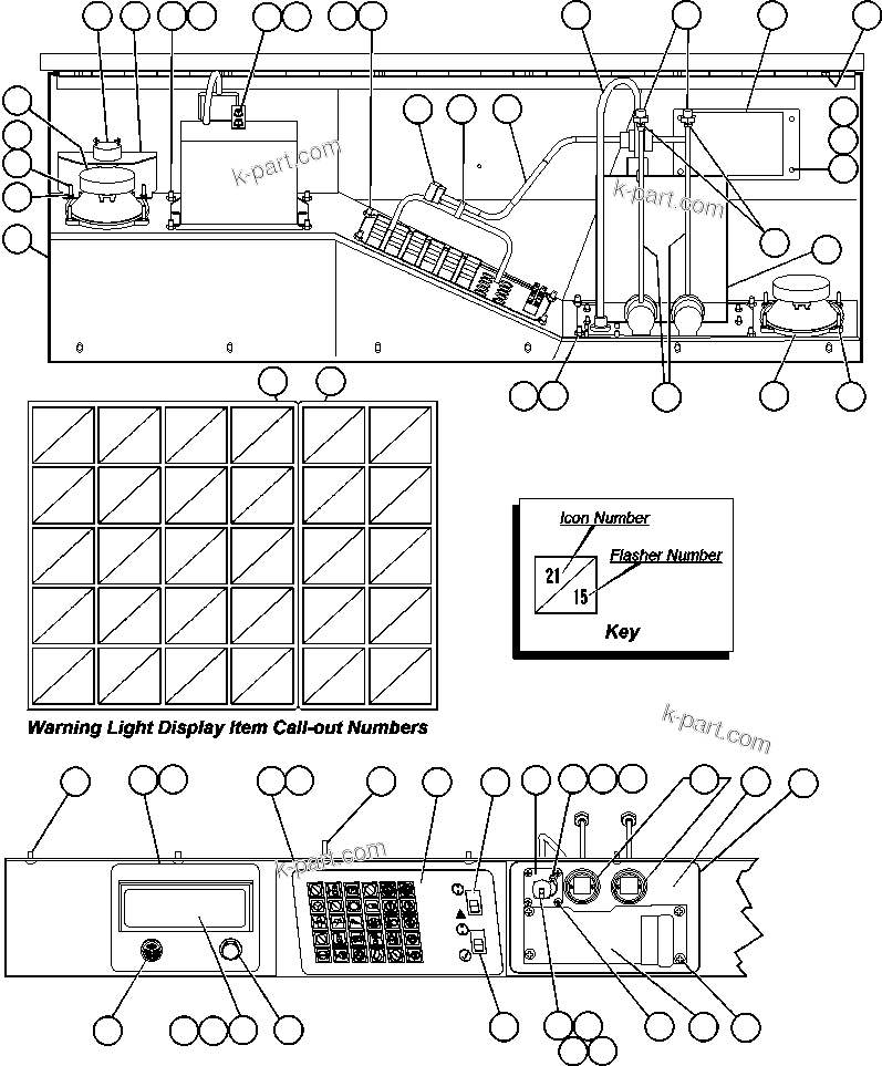 Komatsu parts book diagram for AFE50-G/H 830E S/N A30570-A30573, A30575-A30583 & A30586-A30588 LOS PELAMBRES: OVERHEAD DASH MODULE