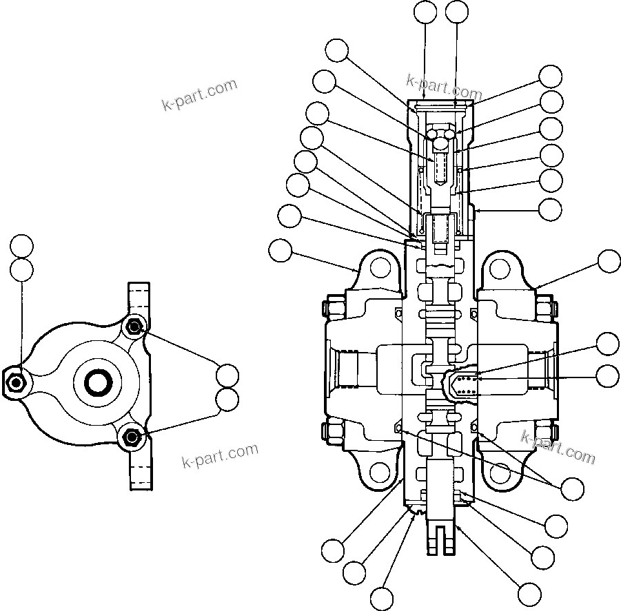 Komatsu parts book diagram for AFE50-G/H 830E S/N A30570-A30573, A30575-A30583 & A30586-A30588 LOS PELAMBRES: HOIST PILOT VALVE ASSEMBLY (PB6922)