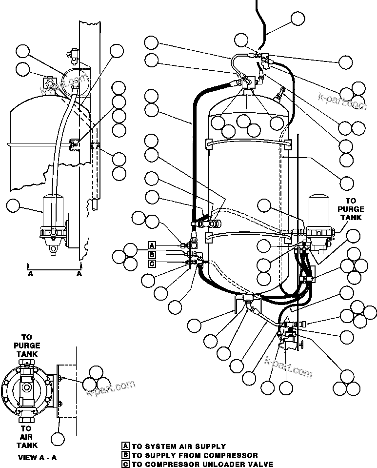 Komatsu parts book diagram for AFE50-G/H 830E S/N A30570-A30573, A30575-A30583 & A30586-A30588 LOS PELAMBRES: AIR SYSTEM PIPING & INSTL